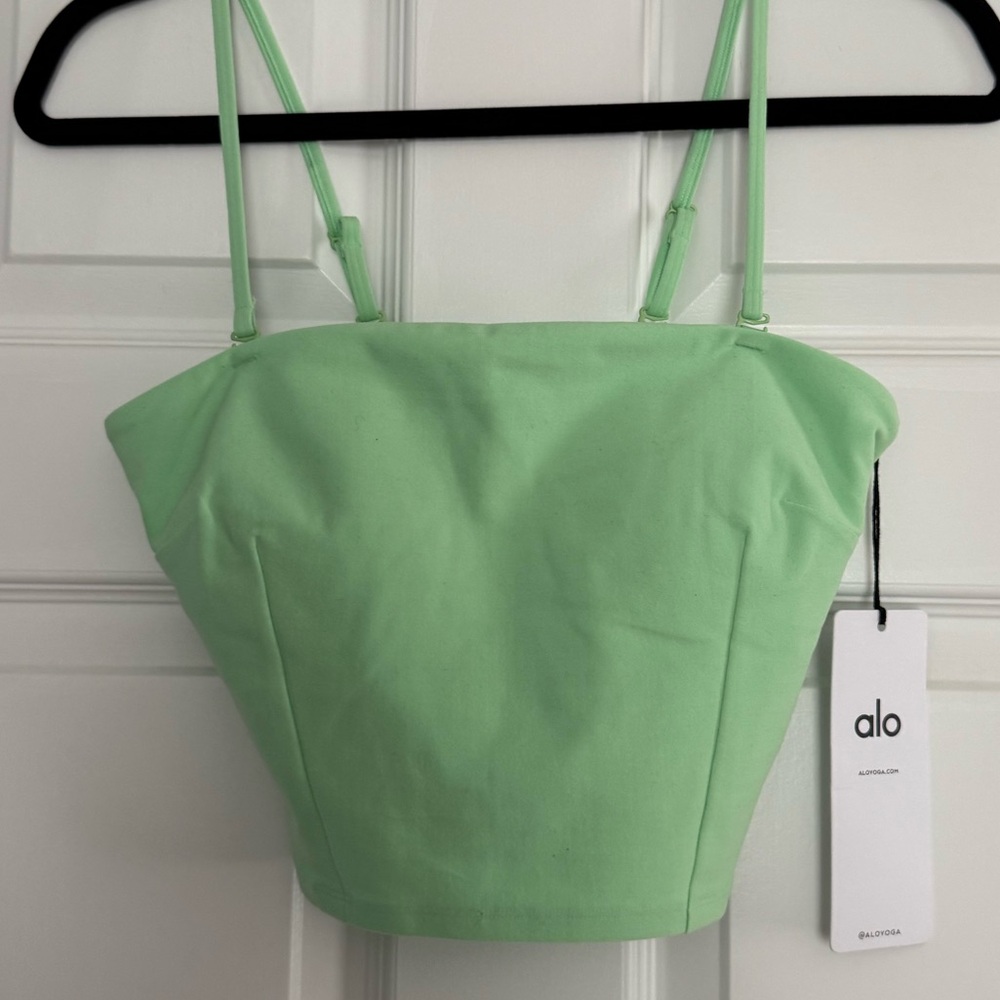 Alo Alosoft Bandeau Convertible Mint Green Crop Top. Size Small